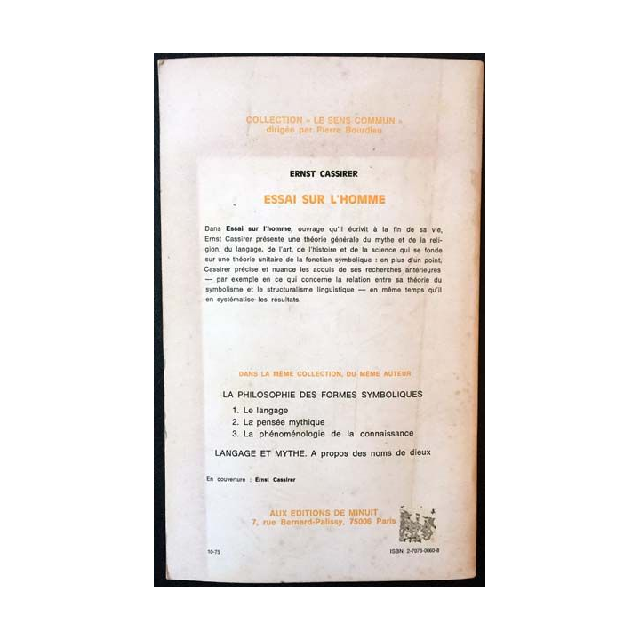1. Essai sur l'homme de Ernst Cassirer aux éditions de Minuit