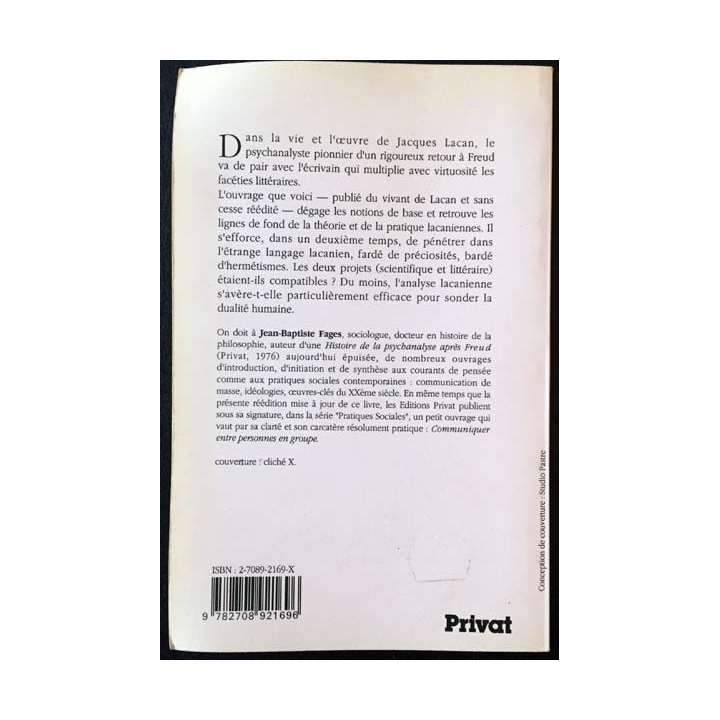 1. Comprendre Jacques Lacan de Jean-Baptiste Fages aux éditions Privat