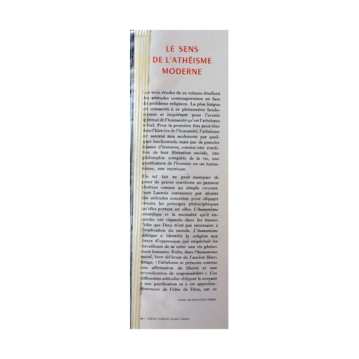 1. Le sens de l'athéisme moderne de Jean Lacroix aux éditions Casterman 1958