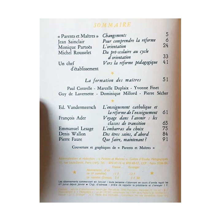1. La réforme de l'enseignement Janvier 1967