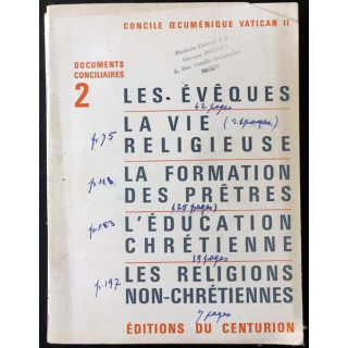 1. Les évêques La vie religieuse La formation des prêtres L'éducation chrétienne Les religions non-chrétiennes