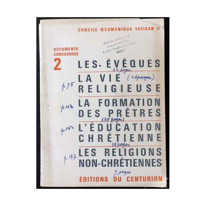 1. Les évêques La vie religieuse La formation des prêtres L'éducation chrétienne Les religions non-chrétiennes