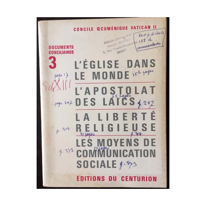 1. L'Église dans le monde L'apostolat des laïcs La liberté religieuse Les moyens de communication sociale