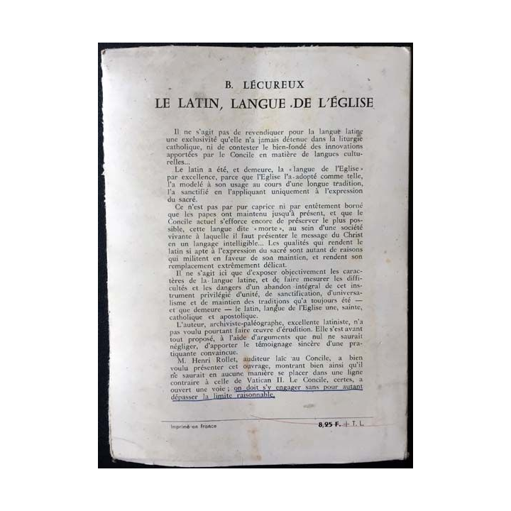 1. Le latin, langue de l'église de Bernadette Lécureux aux éditions SPES