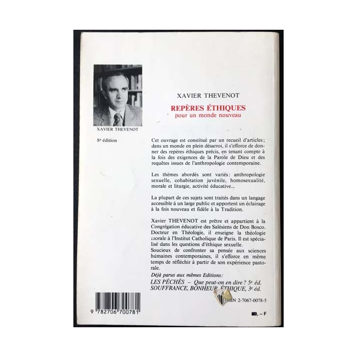 1. Repères éthiques pour un monde nouveau de Xavier Thévenot aux éditions Salvator