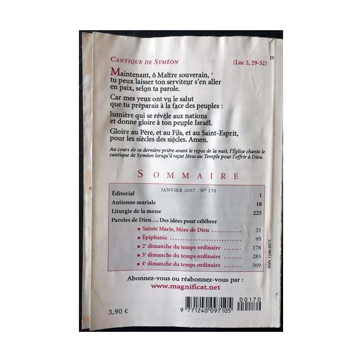 1. Magnificat n°170 Janvier 2007 de Bernadette Mélois