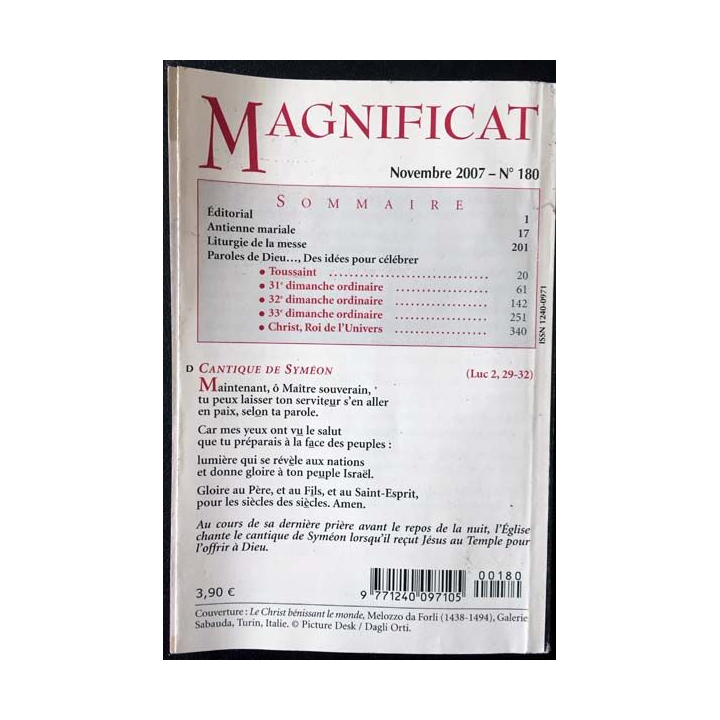 1. Magnificat n°180 Novembre 2007 de Bernadette Mélois