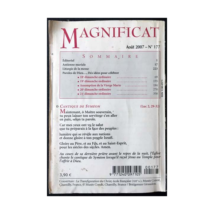 1. Magnificat n°177 Août 2007 de Bernadette Mélois