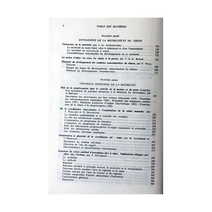 1. Du contrôle moteur à l'organisation du geste de Henry Hécaen et Marc Jeannerod aux éditions Masson