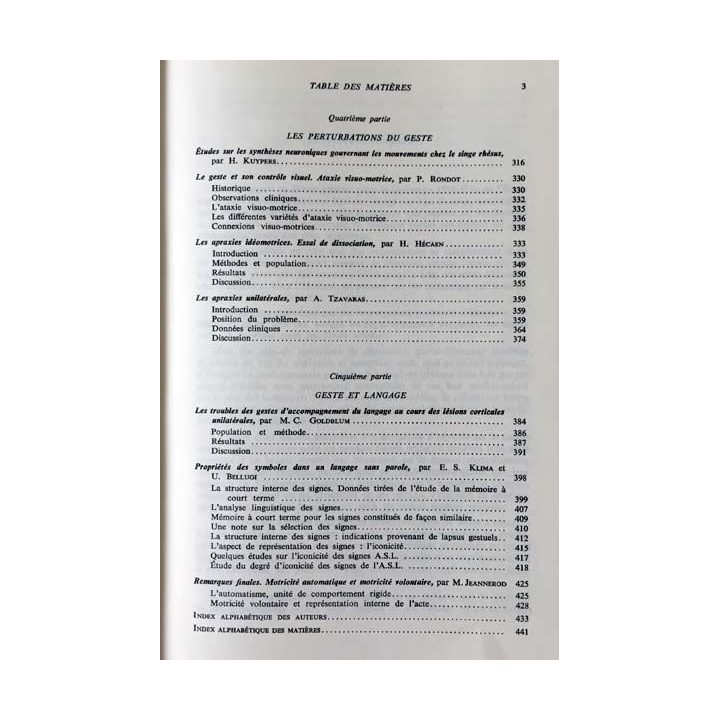 1. Du contrôle moteur à l'organisation du geste de Henry Hécaen et Marc Jeannerod aux éditions Masson