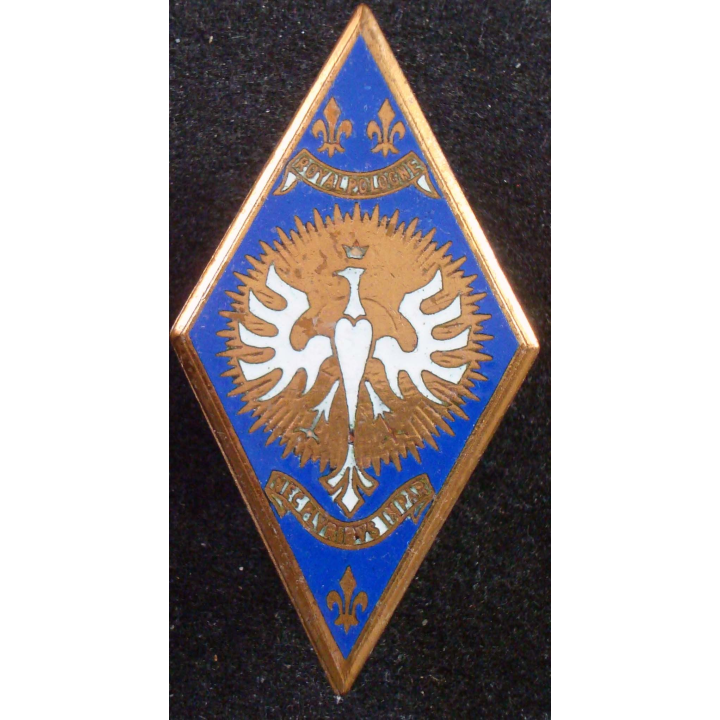CUIRS : insigne du 5° régiment de cuirassiers de fabrication Drago Paris en émail dos guilloché doré