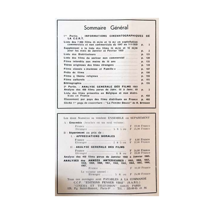 1. Analyse des films 1969