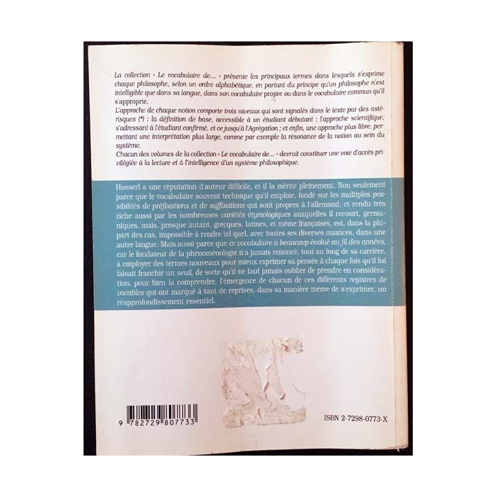 1. Le vocabulaire de Husserl de Jacques English aux éditions Ellipses