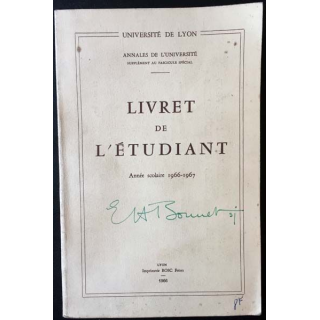 1. Livret de l'étudiant année scolaire 1966-1967 aux éditions imprimerie BOSC frères