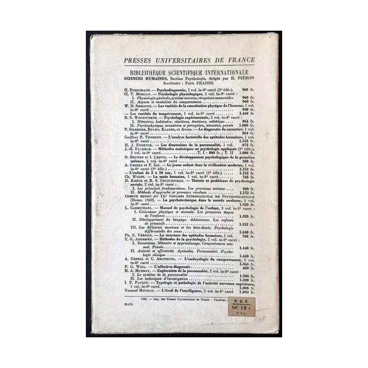 1. Typologie et pathologie de l'activité nerveuse supérieure de I. P. Pavlov aux éditions Presses universitaires de France