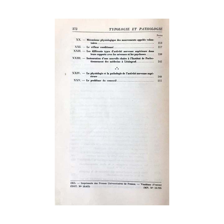 1. Typologie et pathologie de l'activité nerveuse supérieure de I. P. Pavlov aux éditions Presses universitaires de France