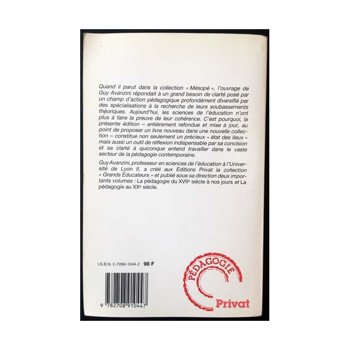 1. Introduction aux sciences de l'éducation de Guy Avanzini aux éditions Privat