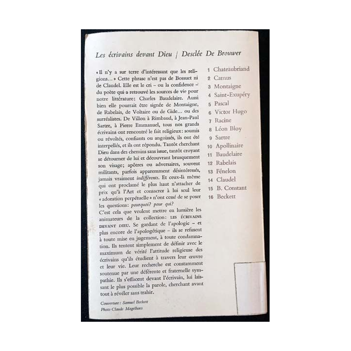 1. Beckett de Jean Onimus aux éditions Desclée de Brouwer