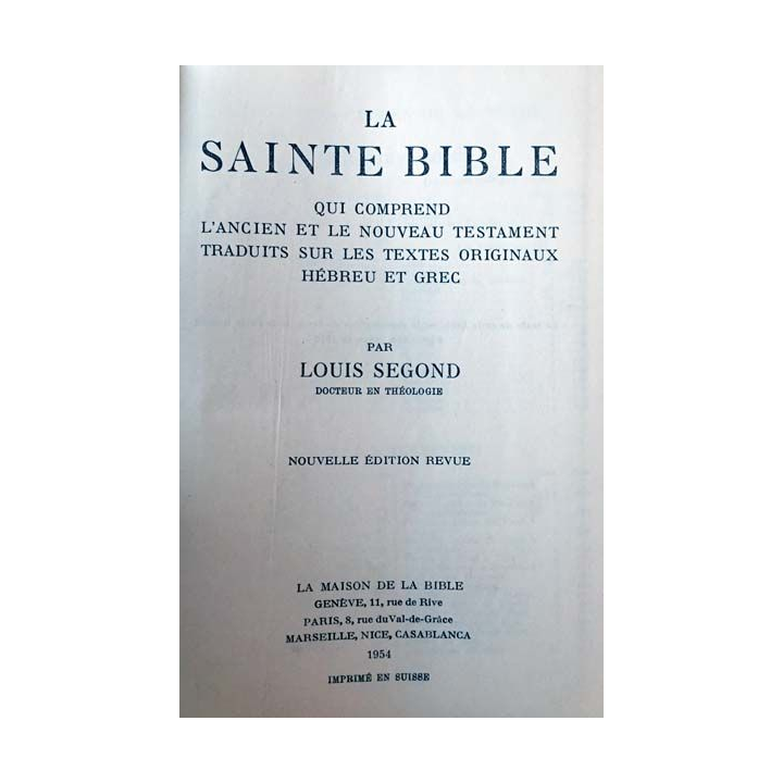 1. La Sainte Bible de Louis Segond aux éditions La maison de la bible