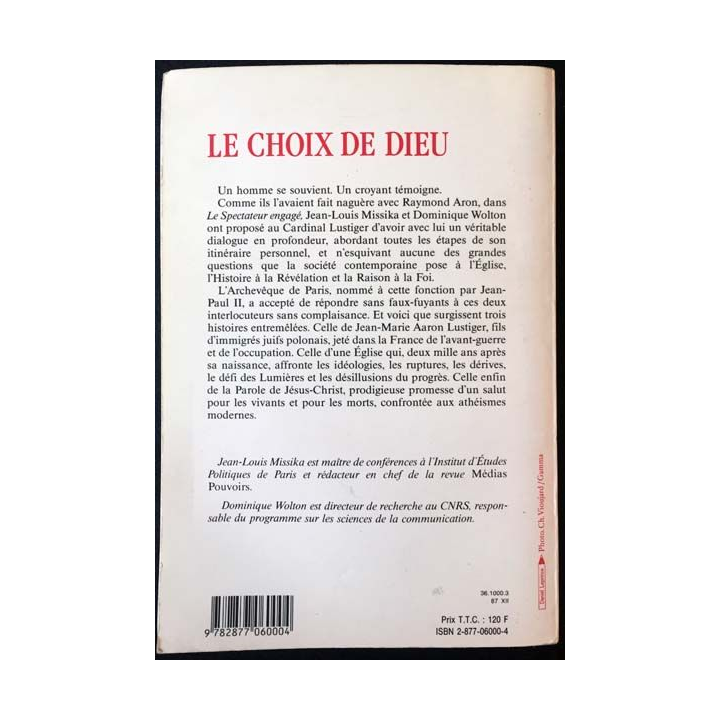 1. Le choix de Dieu de Jean-Marie Lustiger aux éditions de Fallois