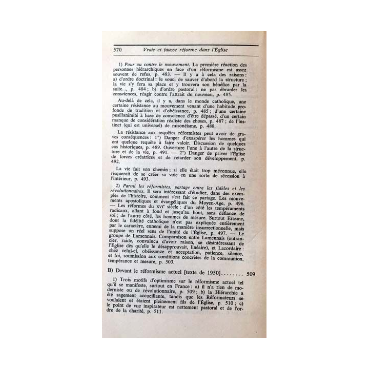 1. Vraie et fausse réforme dans l'Église de Yves Congar aux éditions du Cerf 1969