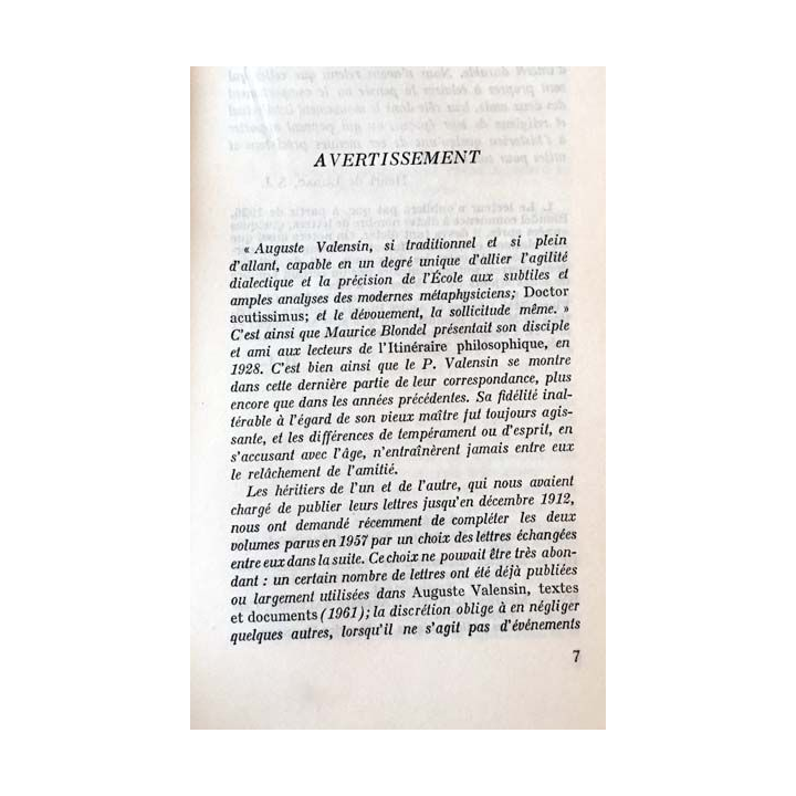 1. Correspondance 1912-1947 Tome III de Maurice Blondel et Auguste Valensin aux éditions Aubier