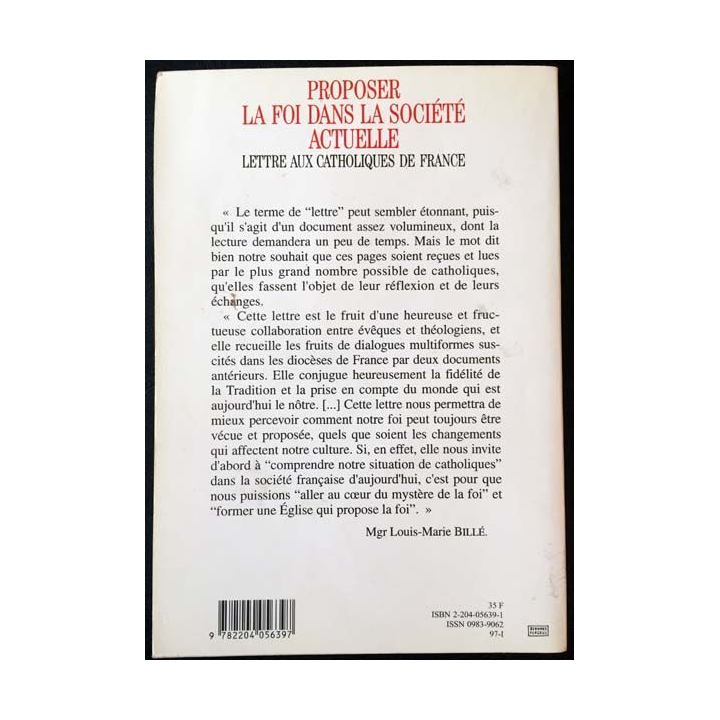 1. Proposer la foi dans la société actuelle - Lettres aux catholiques de France de Mgr Claude Dagens Édition du Cerf