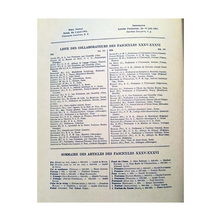 1. Dictionnaire de spiritualité ascétique et mystique Doctrine et Histoire FASCICULES XXXV-XXXVI Foi François
