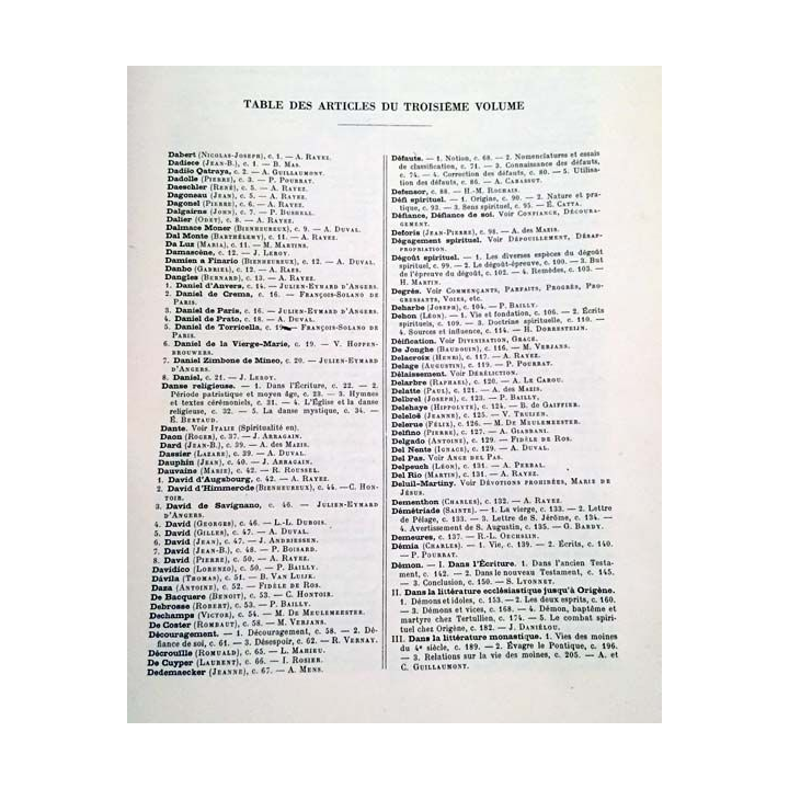 1. Dictionnaire de spiritualité ascétique et mystique Doctrine et Histoire Tome III Dabert-Duvergier de Hauranne