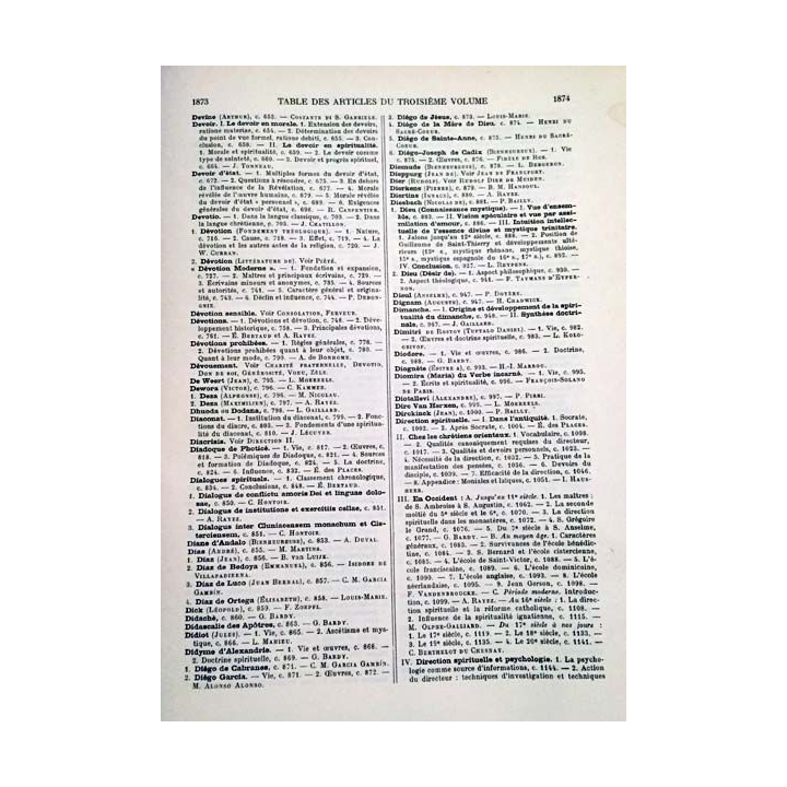 1. Dictionnaire de spiritualité ascétique et mystique Doctrine et Histoire Tome III Dabert-Duvergier de Hauranne