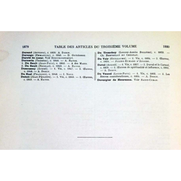1. Dictionnaire de spiritualité ascétique et mystique Doctrine et Histoire Tome III Dabert-Duvergier de Hauranne