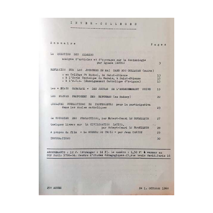 1. C.E.P Inter-collèges 1968-1969 aux éditions Centre d'études pédagogiques