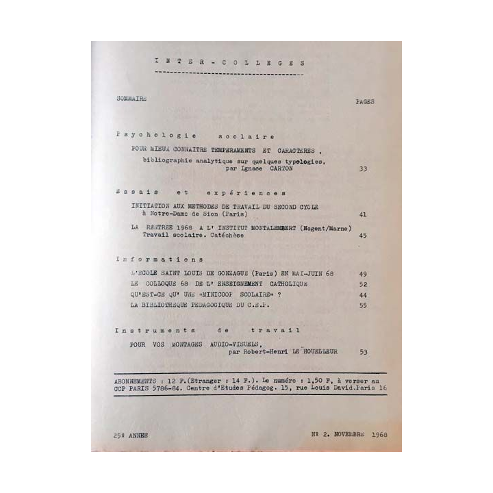 1. C.E.P Inter-collèges 1968-1969 aux éditions Centre d'études pédagogiques
