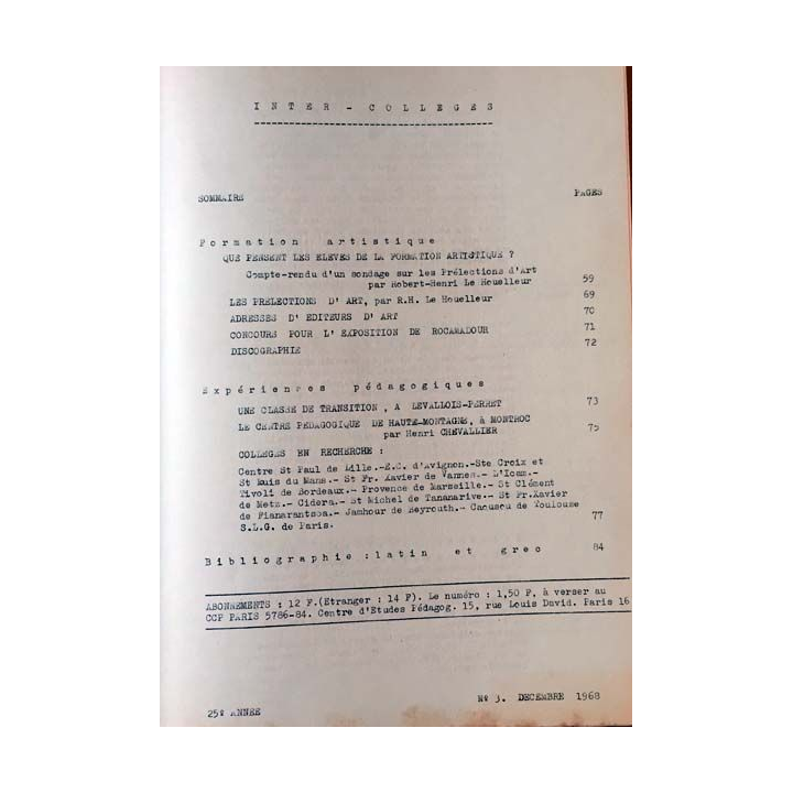 1. C.E.P Inter-collèges 1968-1969 aux éditions Centre d'études pédagogiques