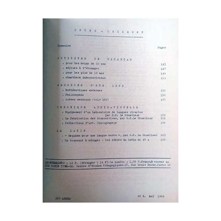 1. C.E.P Inter-collèges 1968-1969 aux éditions Centre d'études pédagogiques