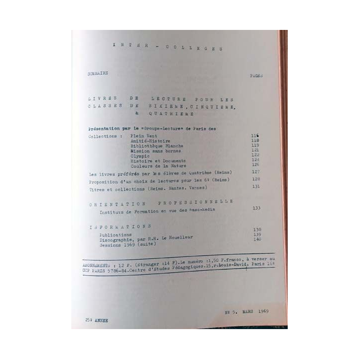 1. C.E.P Inter-collèges 1969-1970 aux éditions Centre d'études pédagogiques