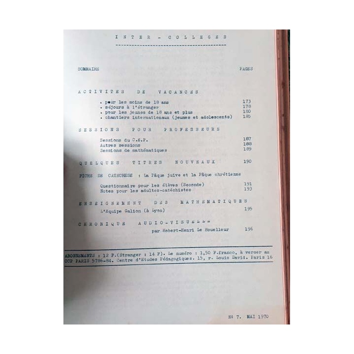 1. C.E.P Inter-collèges 1969-1970 aux éditions Centre d'études pédagogiques