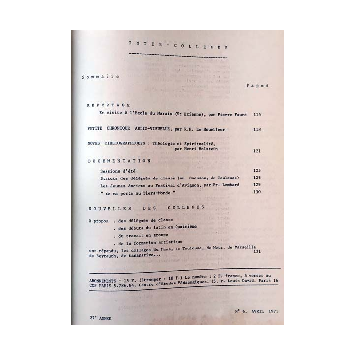 1. C.E.P Inter-collèges 1970-1971 aux éditions Centre d'études pédagogiques