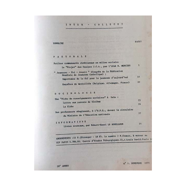 1. C.E.P Inter-collèges 1971-1972 aux éditions Centre d'études pédagogiques