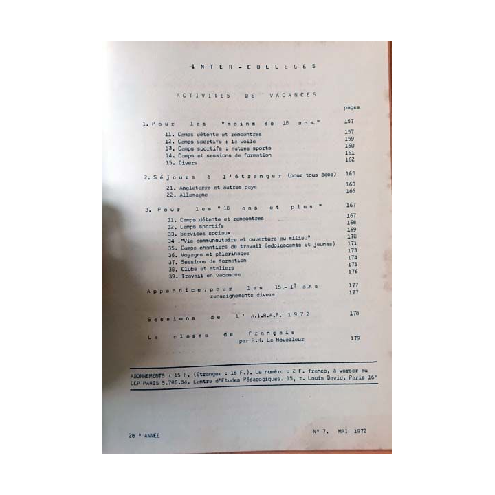 1. C.E.P Inter-collèges 1971-1972 aux éditions Centre d'études pédagogiques
