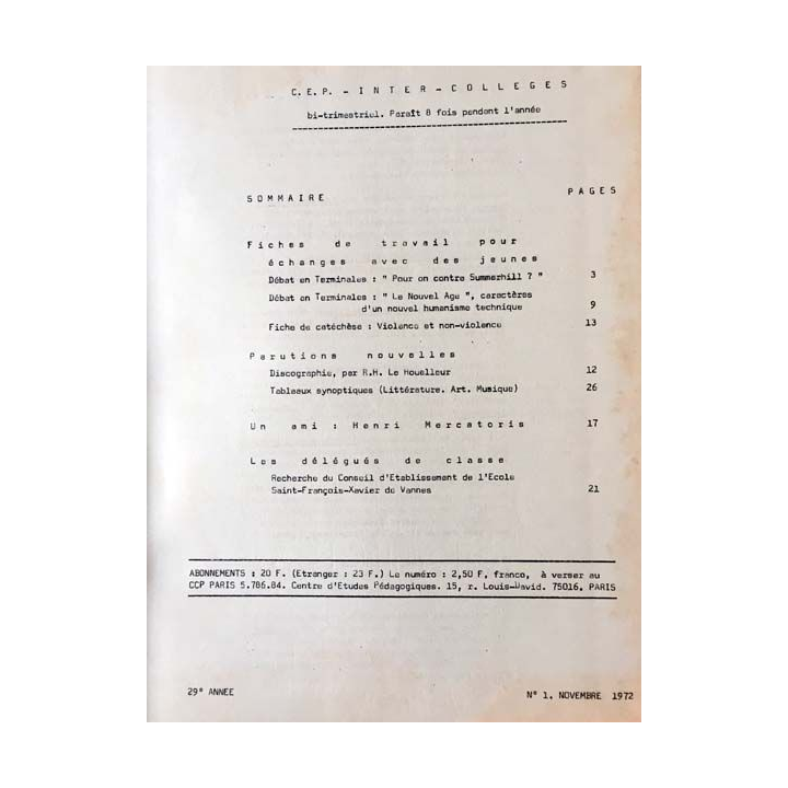 1. C.E.P Inter-collèges 1972-1973 aux éditions Centre d'études pédagogiques