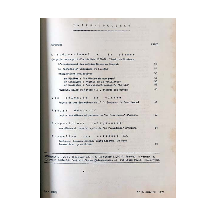 1. C.E.P Inter-collèges 1972-1973 aux éditions Centre d'études pédagogiques