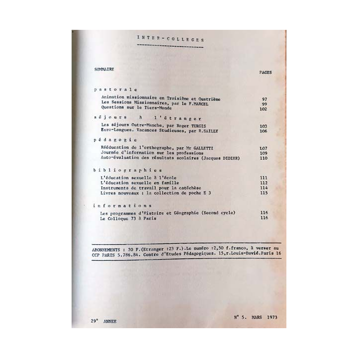 1. C.E.P Inter-collèges 1972-1973 aux éditions Centre d'études pédagogiques