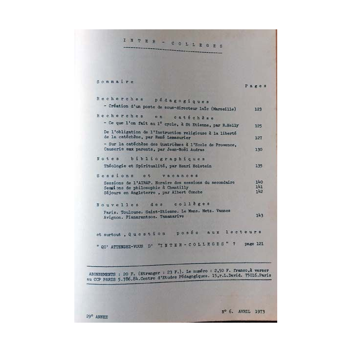 1. C.E.P Inter-collèges 1972-1973 aux éditions Centre d'études pédagogiques
