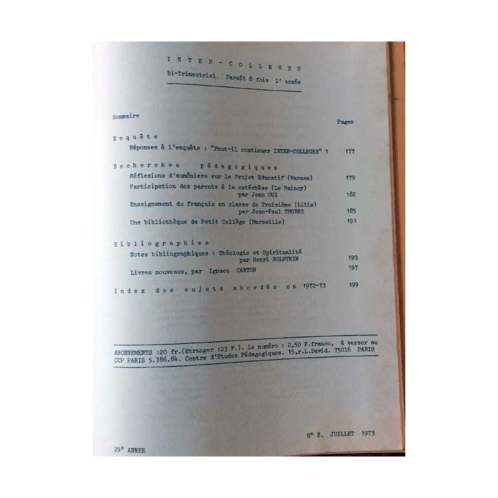 1. C.E.P Inter-collèges 1972-1973 aux éditions Centre d'études pédagogiques