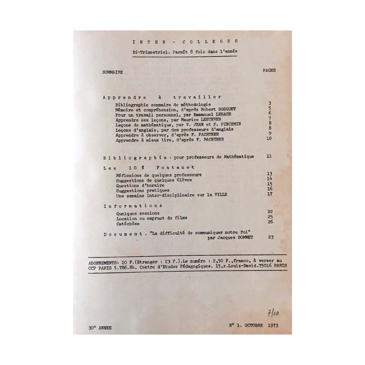 1. C.E.P Inter-collèges 1973-1974 aux éditions Centre d'études pédagogiques