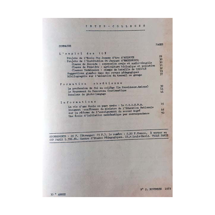 1. C.E.P Inter-collèges 1973-1974 aux éditions Centre d'études pédagogiques