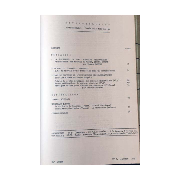 1. C.E.P Inter-collèges 1974-1975 aux éditions Centre d'études pédagogiques