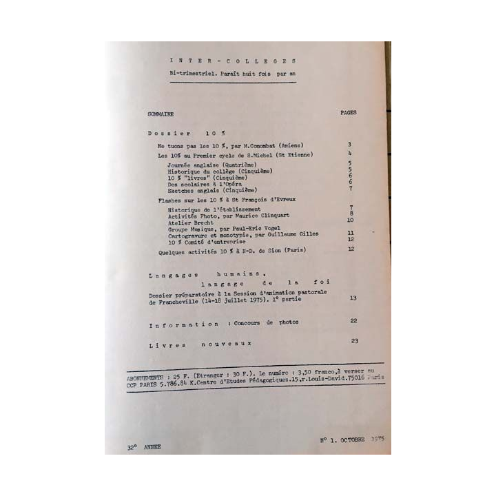 1. C.E.P Inter-collèges 1975-1976 aux éditions Centre d'études pédagogiques