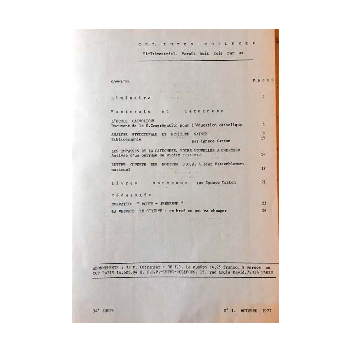1. C.E.P Inter-collèges 1977-1978 aux éditions Centre d'études pédagogiques